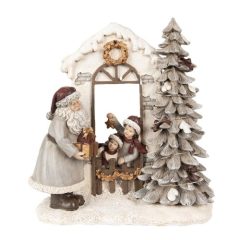   Gyerekek házába érkezik a télapó, karácsonyi dekorfigura, 22x10x23cm