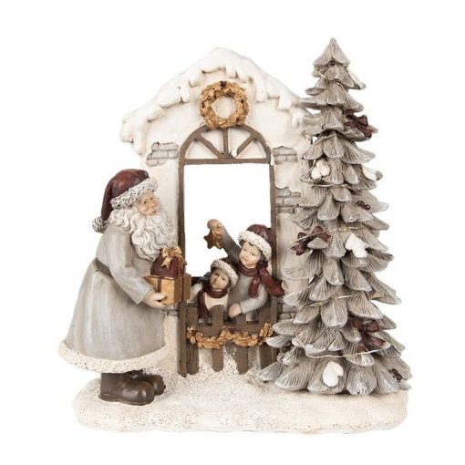 Gyerekek házába érkezik a télapó, karácsonyi dekorfigura, 22x10x23cm