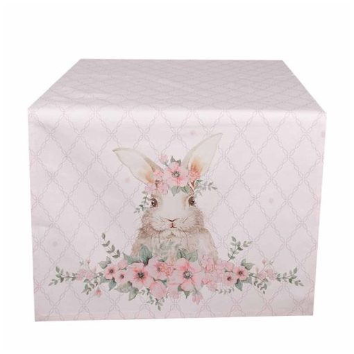 Asztali futó 50x140cm, 100% pamut, Floral Easter Bunny