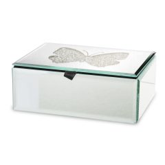   Vetrario design körbe tükrös ékszertároló doboz fedelén pillangú díszítéssel 7x16x12cm