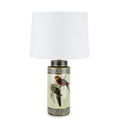   Papagájos kerámia asztali lámpa fehér búrával 67x36x36cm