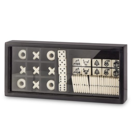 Loyd design elegáns tic-tac-toe táblajáték fekete üvegezett díszdobozban 4x24x11cm