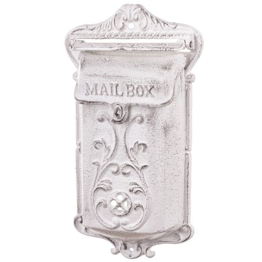 Vintage fehér öntöttvas felületre szerelhető postaláda Mail Box felirattal 35x19,5x8cm