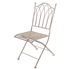 Fehérre antikolt koptatott fém kerti szék 89x44x55cm