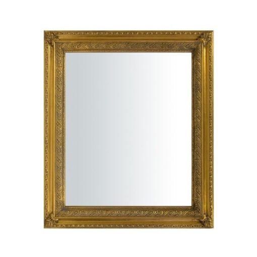 Négyszögletű arany fali tükör barokk mintával, 9cm rámával, 65x75x4cm