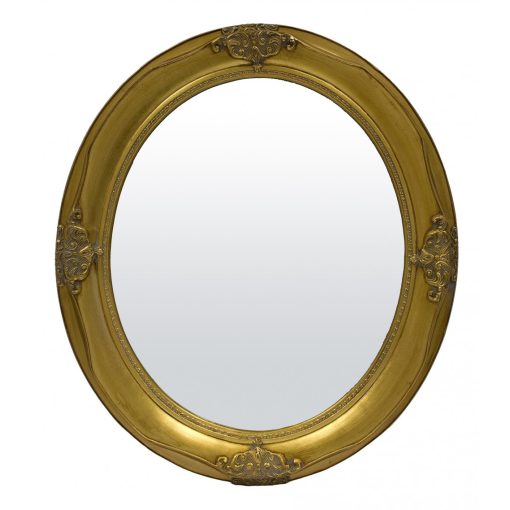 Ovális arany tükör barokkos mintázatta, keskeny rámával 76x66x4cm