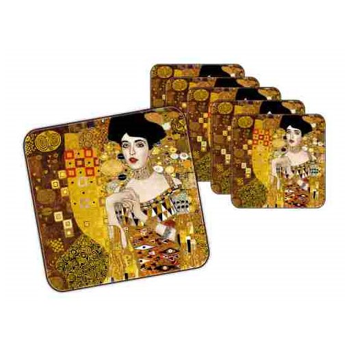 Parafa poháralátét 10x10cm, 6db-os, Klimt: Adele Bloch