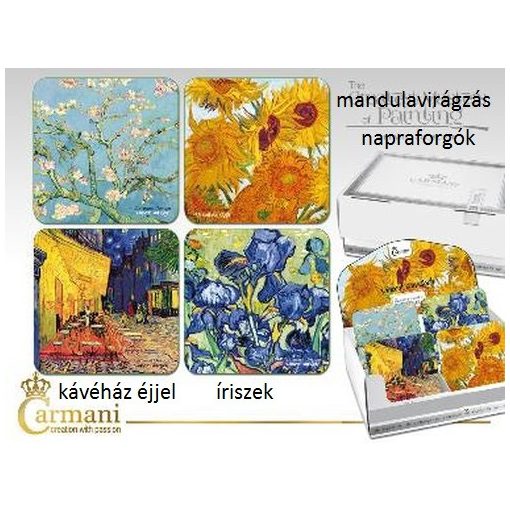 Parafa poháralátét 10x10cm, Van Gogh: Kávéház éjjel