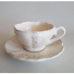   Romantikus csipkés teáscsésze,0,3 l ,natur, kerámia,kézzel festett
