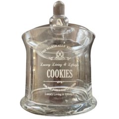   Üveg "Cookies" kekszes bonbonier henger formájú, 14x14x19cm