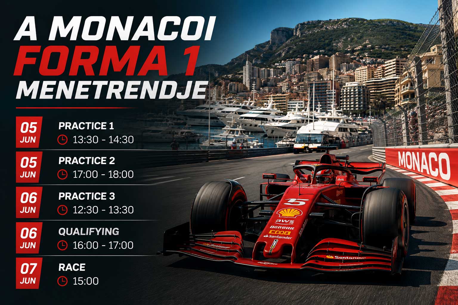 A monacói Forma–1 menetrendje 2026-ban