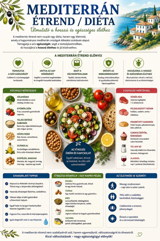 mediterrán étrend diéta útmutató